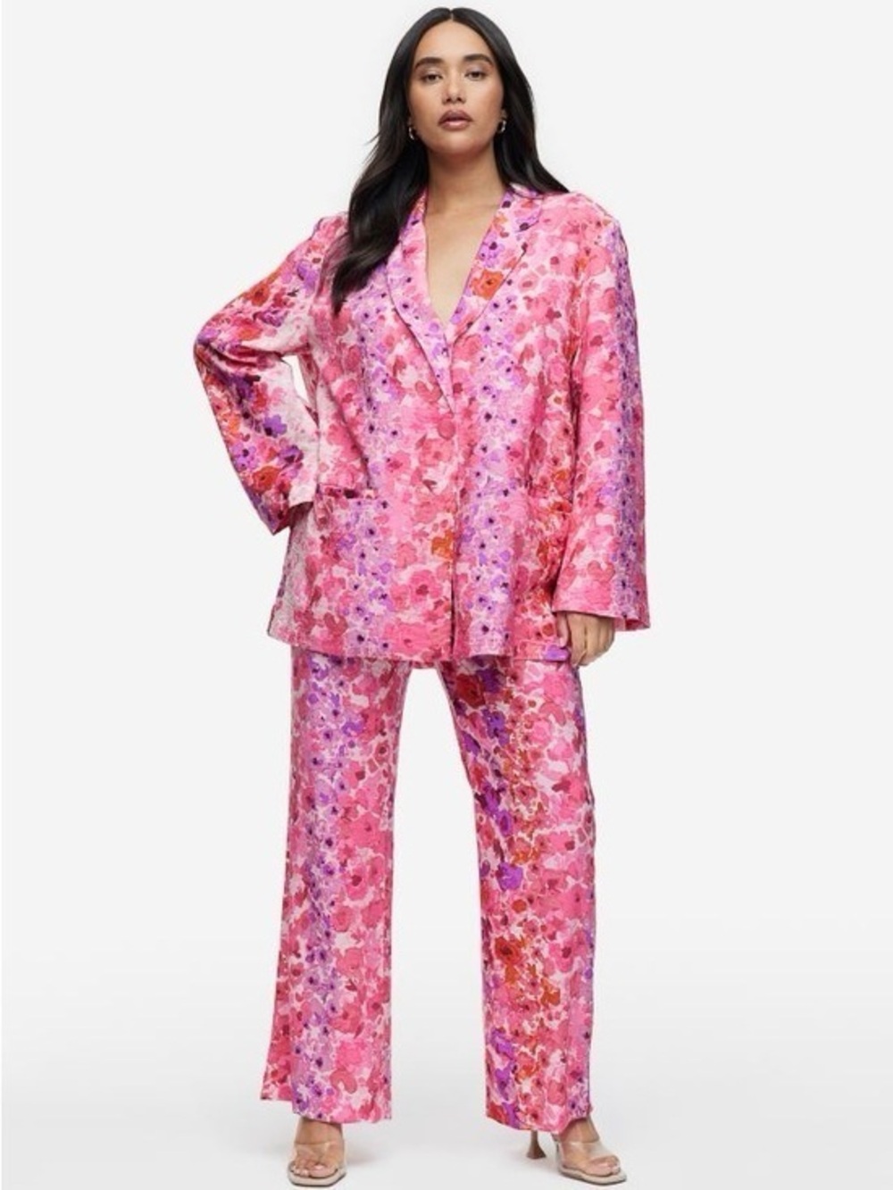 Pink floral blazer